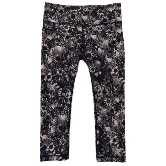 Lululemon Wunder Under Crop 21" Luxtreme Flowabunga Black Angel Wing/Black - Picture 4 of 10